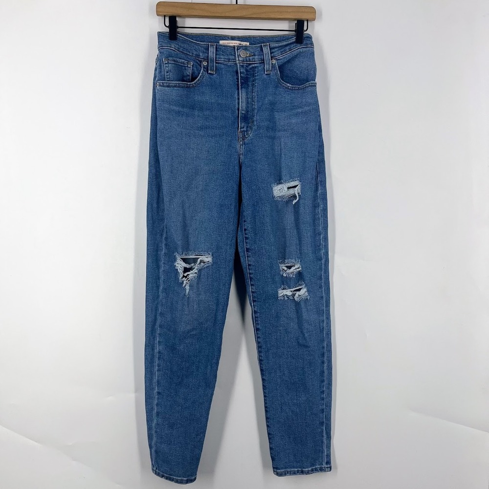 Levis High Waisted Mom Jeans Distressed Medium Wash Blue 26986-0016 W27 L29